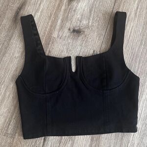 Shinestar Black Bustier Crop Top Tank Corset Biker Edgy Party SMALL